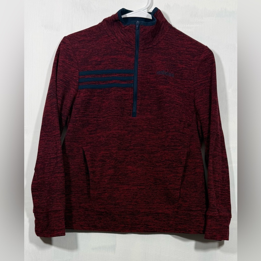 Adidas Kids Maroon Zip-Up Sweater Size M (10-12)